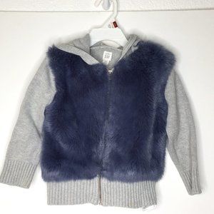 Baby GAP, girl's sz 4 sweater jacket with faux fur